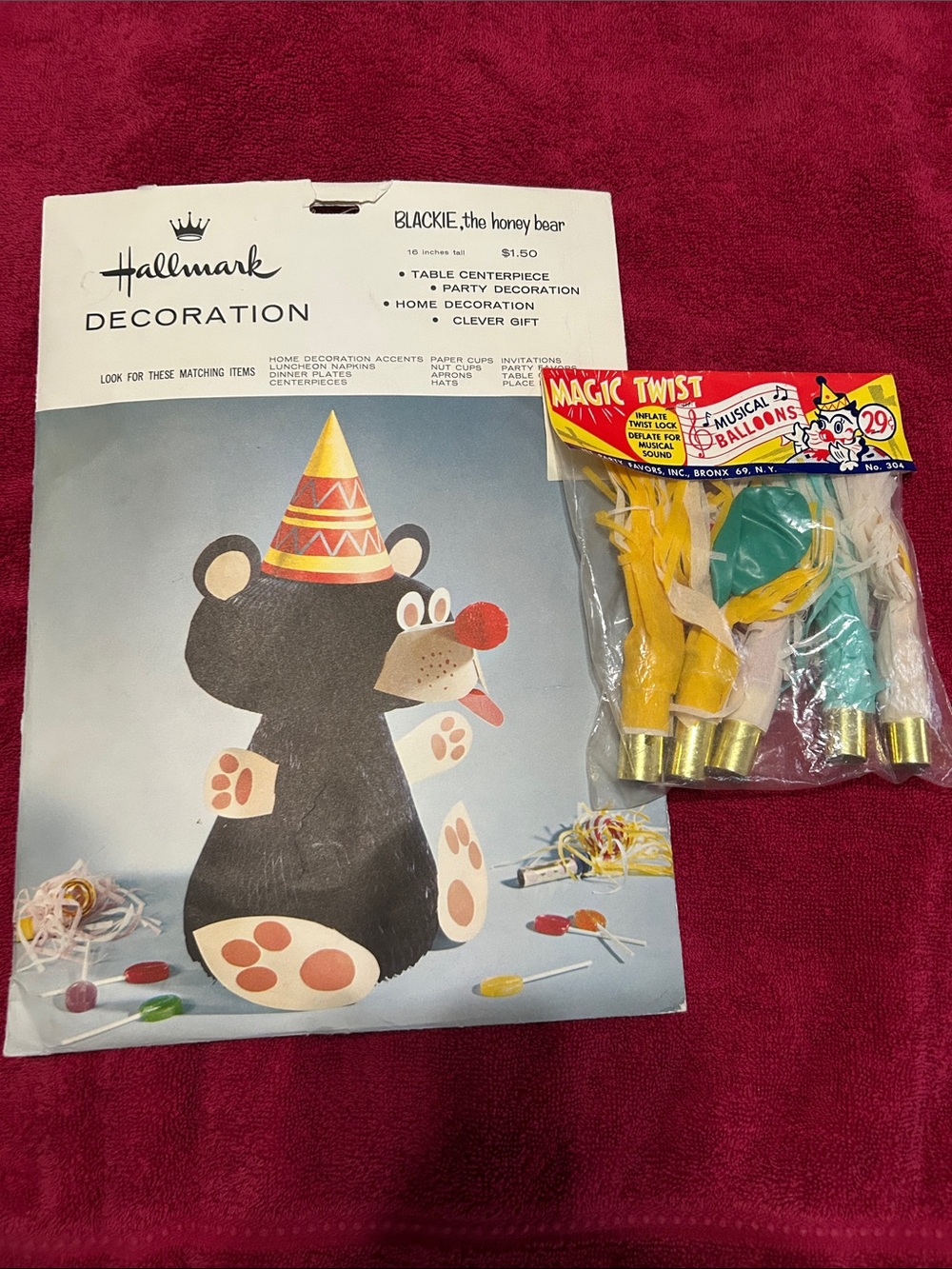 Vintage Hallmark birthday centerpiece and musical balloons
